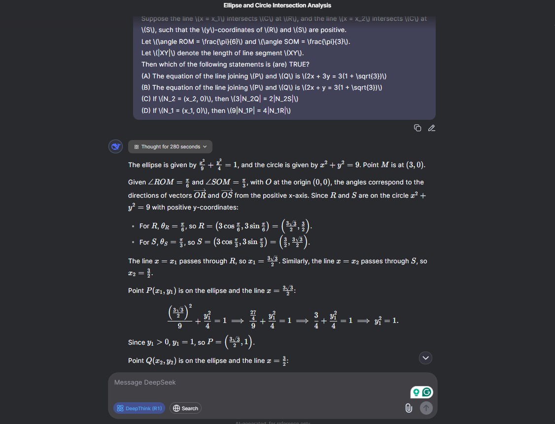 Image of deepseek response